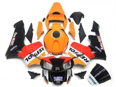 Best 2003-2004 Honda CBR600RR Motorcycle Fairings - Orange White Red Glossy Black One Heart Repsol