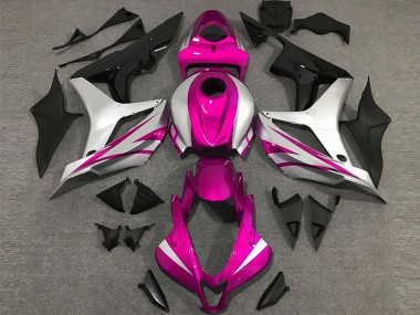 Best 2007-2008 Honda CBR600RR Motorcycle Fairings - Silver Pink Glossy Black OEM Style