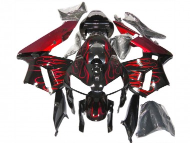 Best 2005-2006 Honda CBR600RR Motorcycle Fairings - Glossy Black Red Flame