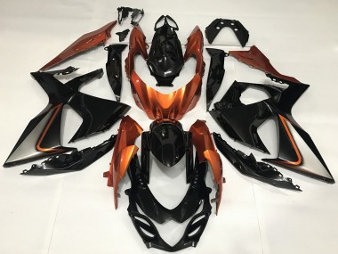 Best 2009-2016 Suzuki GSXR 1000 Motorcycle Fairings - Glossy Black and Shiny Orange