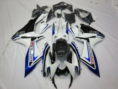Best 2011-2024 Suzuki GSXR 600 / GSXR 750 Motorcycle Fairings - White Blue Glossy Black Alstare