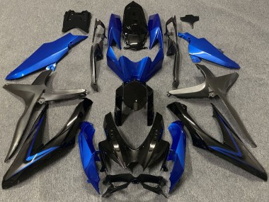 Best 2008-2010 Suzuki GSXR 600 / GSXR 750 Motorcycle Fairings - Blue Grey Glossy Black