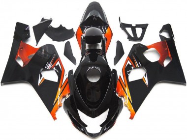 Best 2004-2005 Suzuki GSXR 600 / GSXR 750 Motorcycle Fairings - Glossy Black Orange OEM Style