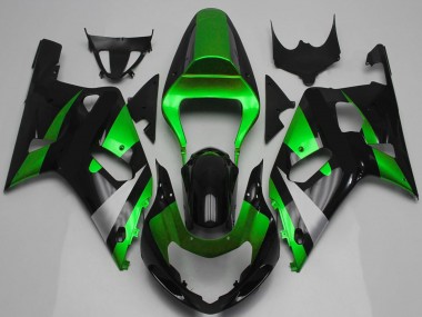 Best 2001-2003 Suzuki GSXR 600 / GSXR 750 Motorcycle Fairing - Green Silver Glossy Black