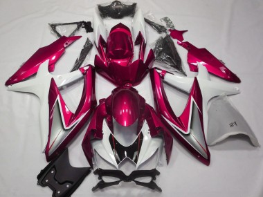 Best 2008-2010 Suzuki GSXR 600 / GSXR 750 Motorcycle Fairings - White Red Silver Black