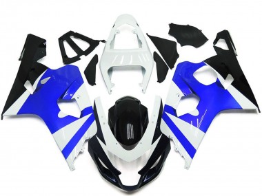 Best 2004-2005 Suzuki GSXR 600 / GSXR 750 Motorcycle Fairing Kits - White Blue Glossy Black