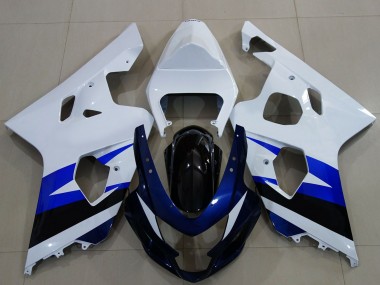 Best 2004-2005 Suzuki GSXR 600 / GSXR 750 Motorcycle Fairing - White Blue Glossy Black