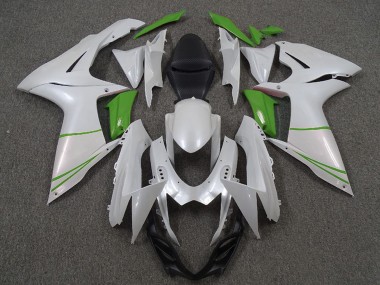 Best 2011-2024 Suzuki GSXR 600 / GSXR 750 Motorcycle Fairings - Pearl White and Green