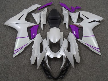Best 2011-2024 Suzuki GSXR 600 / GSXR 750 Motorcycle Fairings - Pearl White and Purple