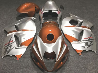 Best 1996-2007 Suzuki GSXR 1300 Motorcycle Fairings - Glossy Orange and Silver
