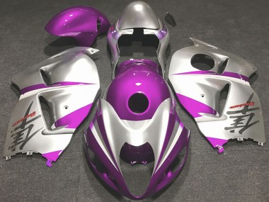 Best 1996-2007 Suzuki GSXR 1300 Motorcycle Fairings - Glossy Pink and Silver
