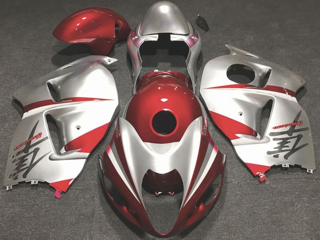 1996-2007 Suzuki GSXR 1300 Motorcycle Fairings - Glossy Red and Silver
