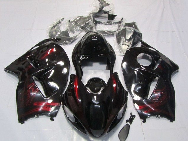 1996-2007 Suzuki GSXR 1300 Motorcycle Fairings - Red Glossy Black