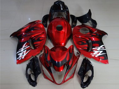 Best 2008-2020 Suzuki GSXR 1300 Motorcycle Fairings - Red Black Flame