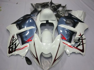 Best 1996-2007 Suzuki GSXR 1300 Motorcycle Fairings - White and Dusty Blue