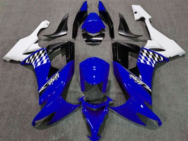 Best 2008-2010 Kawasaki ZX10R Motorcycle Fairings - White Blue Black