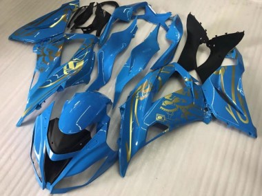 Best 2016-2020 Kawasaki ZX10R Motorcycle Fairings - Blue Gold