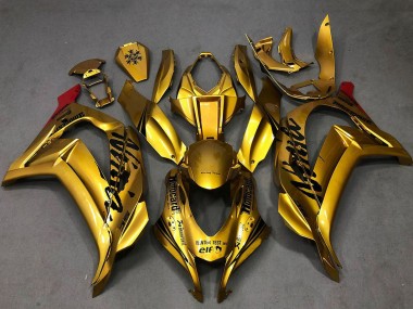 Best 2016-2020 Kawasaki ZX10R Motorcycle Fairings - Gold Black Red