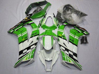 Best 2011-2015 Kawasaki ZX10R Motorcycle Fairing - White Green Yellow Black Maxxis Dunlop