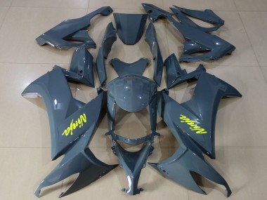 Best 2008-2010 Kawasaki ZX10R Motorcycle Fairings - Dark Nardo Grey High Viz Yellow
