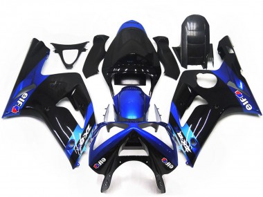 Best 2003-2004 Kawasaki ZX6R Motorcycle Fairings - Blue Glossy Black Elf