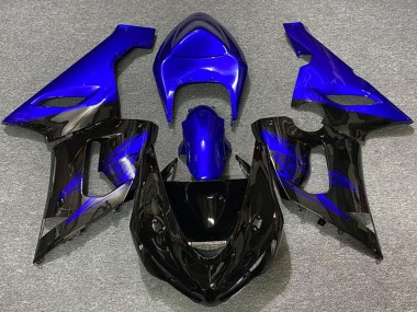Best 2005-2006 Kawasaki ZX6R Motorcycle Fairings - Blue Glossy Black