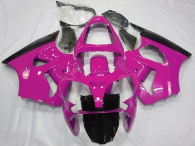Best 2000-2002 Kawasaki ZX6R Motorcycle Fairings - Pink Glossy Black