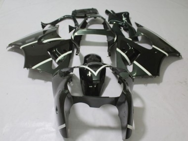 Best 2000-2002 Kawasaki ZX6R Motorcycle Fairings - Glossy Black White