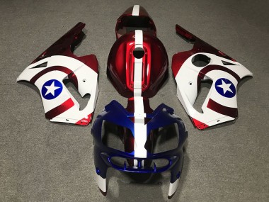 Best 2002-2006 Kawasaki ZX12R Motorcycle Fairings - Red Blue White Star Captain America