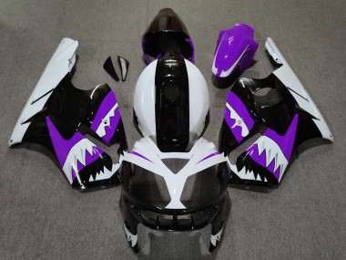 Best 2002-2006 Kawasaki ZX12R Motorcycle Fairings - Purple Black White Shark