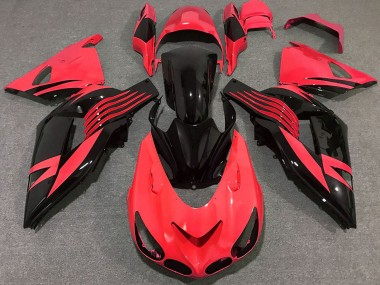 Best 2006-2011 Kawasaki ZX14R Motorcycle Fairing - Red Glossy Black