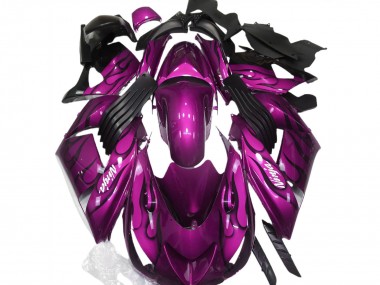 Best 2006-2011 Kawasaki ZX14R Motorcycle Fairing - Purple Black Flame White Ninja