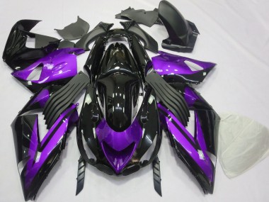 Best 2006-2011 Kawasaki ZX14R Motorcycle Fairings - Purple Glossy Black