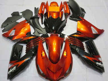 Best 2006-2011 Kawasaki ZX14R Motorcycle Fairings - Orange Glossy Black