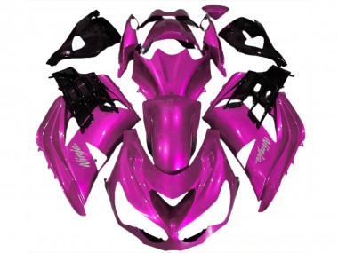 Best 2012-2024 Kawasaki ZX14R Motorcycle Fairings - Hot Pink Black