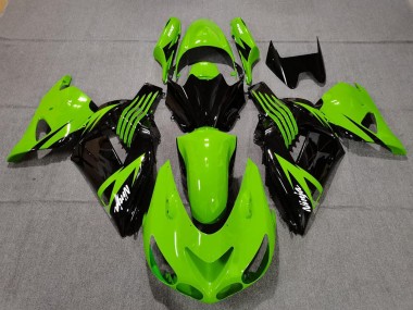 Best 2006-2011 Kawasaki ZX14R Motorcycle Fairings - Green Glossy Black White Ninja