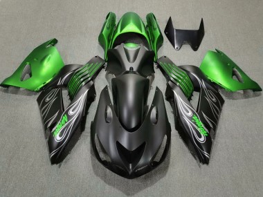Best 2006-2011 Kawasaki ZX14R Motorcycle Fairings - Green Matte Black