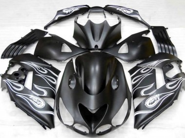 Best 2006-2011 Kawasaki ZX14R Motorcycle Fairings - Matte Black Silver Flame