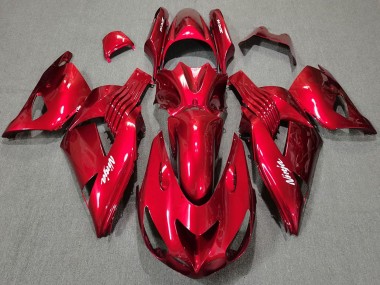 Best 2006-2011 Kawasaki ZX14R Motorcycle Fairings - Red White Ninja