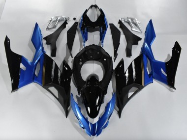 Best 2018-2024 Kawasaki Ninja 400 Motorcycle Fairings - Blue Glossy Black