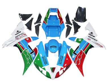 Best 2002-2003 Yamaha R1 Motorcycle Fairings - White Blue Red Green Motul Michelin Dunlop