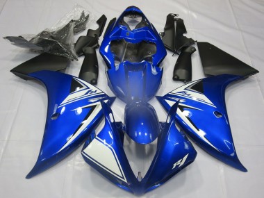 Best 2012-2014 Yamaha R1 Motorcycle Fairings - Blue White Matte Black