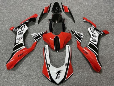 Best 2015-2019 Yamaha R1 Motorcycle Fairings - White Red Glossy Black Motul YSP