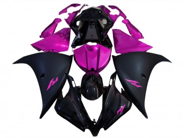 Best 2012-2014 Yamaha R1 Motorcycle Fairings - Glossy Black Matte Black Pink