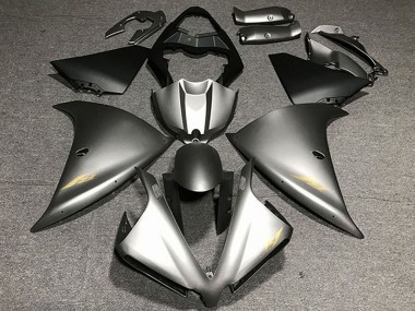 Best 2012-2014 Yamaha R1 Motorcycle Fairings - Matte Grey Gold Decals