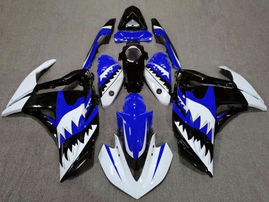 Best 2015-2018 Yamaha R3 Motorcycle Fairings - White Blue Black Shark