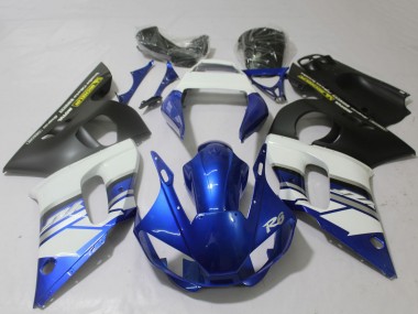 Best 1998-2002 Yamaha R6 Motorcycle Fairings - White Blue Matte Black Yellow