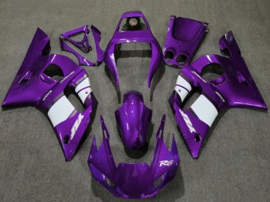 Best 1998-2002 Yamaha R6 Motorcycle Fairings - Dark Purple White