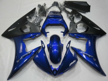 Best 2005 Yamaha R6 Motorcycle Fairings - Dark Blue Matte Black
