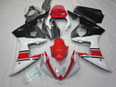 Best 2005 Yamaha R6 Motorcycle Fairings - White Red Black